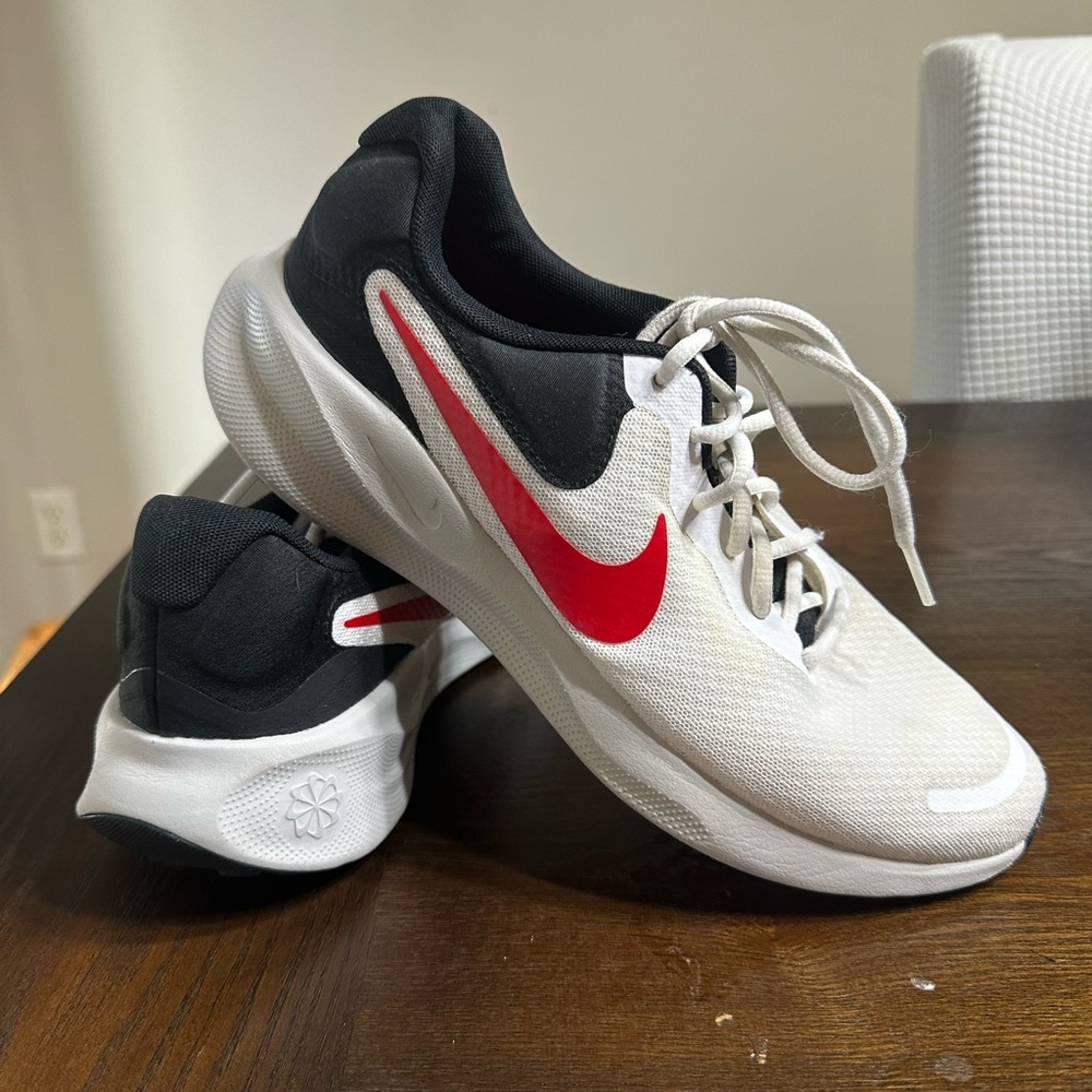 Nike Black and White Sneakers‎ with Red Swoosh